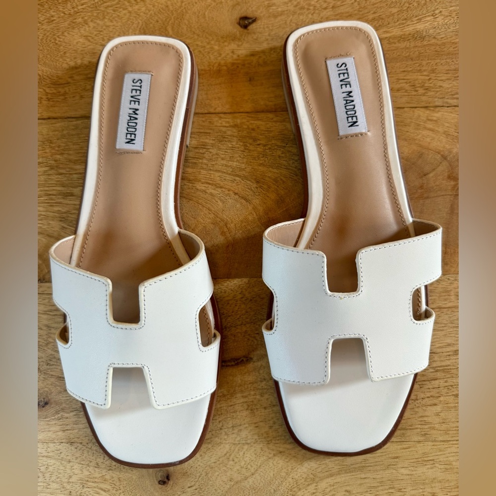 Steve Madden White Slide Sandals
